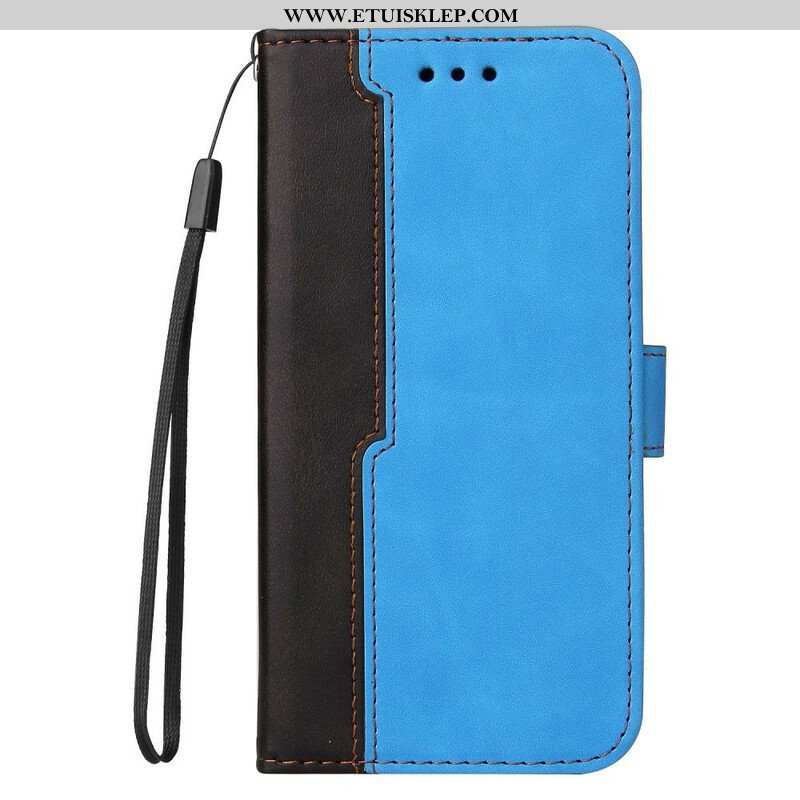 Etui Folio do iPhone 13 Mini Dwukolorowa Sztuczna Skóra
